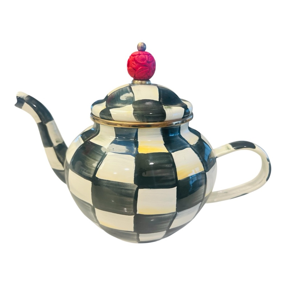 MACKENZIE-CHILDS Enamel Teapot, Cute Small Teapot with Lid, 4-Cup